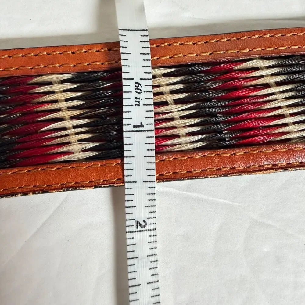 Vintage Tony Lama Horsehair Belt Sz 36 Brown Leather Western Handcrafted Mexico